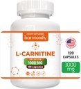 L Carnitine Supplement 1000 mg per Serving, 120 Vegetarian Capsules & Pure Form, 60 Servings