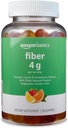 Amazon Basics Fiber Gummies pre trávenie zdravie a pravidelnosť, oranžová, citrónová a jahodová chuť, 90 gróf, balenie po 1 (predtým Solimo)