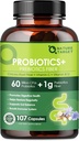 Probiotiká pre ženy Tráviace zdravie s prebiotickými vláknami - Fiber Supplement with 60 Million Probiotic for Regularity & Gut Cleanse - Podpora Príležitostná zápcha - 107 Veggie Kapsule