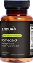 Endur Omega-3 Fosfolipid (100% čistý krilový olej), Srdcový doplnok pre zdravie, formulovaný pre optimálnu absorpciu, bez lepidla, 500 mg (180 Softgels)
