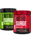 Jacked Factory Nitrosurge pre-práce v zelenej jablko a ovocie Punch Nitrosurge Shred Thermogenic pre-práce pre mužov a ženy