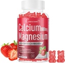 Vápnik Magnézium Zinok Gumies & Vitamín D3,B6,B12,Immune & Podpora kosti Zdravie Kalcium Magnézium Supplement for Women Men,Cugar-Free Vegánová Jahodová chuť 90 Počet