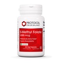 PROTOKOL PRE ŽIVOTNÉ BILANCIE 5-metylfolát 5,000mcg - Superior Metyl folát Biodostupnosť - pre podporu mozgu - folátový doplnok pre ženy a mužov - Kosher & Vegan - 50 Veg Caps