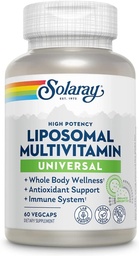 SOLARAY Lipozomálne multivitamíny pre mužov a ženy, vysoká potencia, zvýšená absorpcia vitamín C, vitamín D, biotín, metyl B-12, neutrálne a nežné prejedanie zápachu, 30 porcií, 60 VegCaps