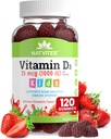 Vitamín D3 Gumičky pre deti - vitamín D 1000 IU pektínová Gumička - ochutená jahodou - zdravie kostí a imunitná podpora doplnok - non-GMO, bez lepku, Vegan, Nut & Dairy Free - 120 grófov (Pack of 1)