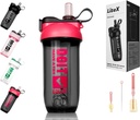 Litex Shaker Fľaše na proteínové Shakes, 26oz Blender Fľaša na precvičovanie, Shaker poháre so slamkou, BPA-free Tritan Mixer fľaše na proteínový prášok, s pohárom kefky a pokyny (Rose red)