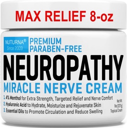 Neuropatia Nerve Relief Cream - Premium Nerve Cream 3X Akcia pre cielenú úľavu a upokojujúce Nerve Comfort - Maximálna sila s 4% Mentol, MSM pre nohy nohy nohy nohy a späť - Super veľký 8 Oz