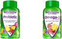 Vitafusion Probiotic Gummy Doplnky, Malina, Peach a Mango Chute & Omega-3 Gummy Vitamíny, Berry Lemonade Ochutené, Srdce Zdravé Vitamíny(1) s Omega