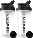 Utopia Domáce Proteín Shaker Fľaša - (Pack of 2) 28-Ounce Shaker fľaše pre proteínové zmesi - Fitness Sports Classic Protein Mixer Fľaša (Clear/Black)