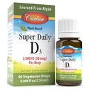 Carlson - Plant-Based Super Daily D3 2000 IU (50 μg) na kvapku, Vegetariánske vitamín D kvapky, Tekutý vitamín D3, Zdroj z Algae, Unflavred, 90 Kvapky (2,54 ml)
