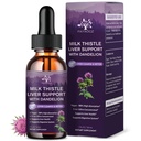 (2 balenia) Milk Thitle Liquid Drops Silymarin 1000mg, Liver Supplement Detox & Clean with Dandelion & Artičok, Milk Thitle Organic Extract for Support Repair Liver Health, Vegan, Non-GMO, 1 Fl Oz