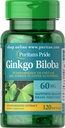 Puritánska pýcha Ginkgo Biloba Štandardizovaný extrakt Nootropný 60 Mg Softgels, 120 gróf
