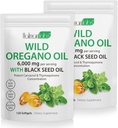 Olej z Oregano Kapsule - 2 v 1 6000mg Olej z Oregano s čiernym semenom olej 200mg - Oregano olej doplnok Kapsule - trávenie podpora a antioxidant, non-GMO trávenie podpora (2 balenie)