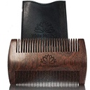 White Naturals Beard Comb pre mužov, Drevené prírodné santalové drevo, jemné dvojaké zuby, ručné premium santalové drevo, ideálne pre balzamy a oleje, zahŕňa PU kožené puzdro, vrecko veľkosť