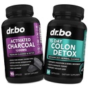 Aktivované Charcoal & Colon Cleanser Detox - Organické Coconut Charcoal Pills & Colon Cleans for Žalúdočná Gas Bloat & Regularity - Doplnky pre pohyb čriev pre Bloating, Gut Support
