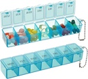 2 balenie týždenne pilulky Organizátor, veľké 7 dní pilulky box, denný vitamín prípad liek box, Pill Containers pre medicínu doplnky rybí olej (modrá)