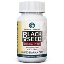 Úžasné byliny celé spektrum Black Seed Original Plain, Vegetariánske kapsule - bez lepku, Non GMO, Cold Pressed Nigella Sativa Aids in Digestive Health - 100 Gróf, 475mg