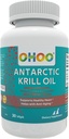 OHOO antarktický kril olej 500mg Omega-3 EPA a DHA doplnok, Phopholipidy, Antioxidant Astaxant, podporuje zdravé srdce a anti-Aging doplnok s bez rybacie dochuťou, 30 Softgels