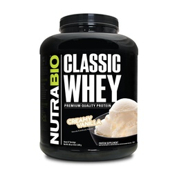 NutraBio Classic Whey Protein Powder- 25G proteínu per scoop - Full-Spectrum Amino Acid Profil - žiadne výplne, umelé farby, konzervačné látky - nízky glycemic Index - krémová Vanilla, 5 libry