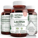 Natural Nutra Soy Lecithin 1200 mg Dietary Supplement - Funkcia mozgu, zdravie pečene, zlepšenie kvality zdravia, zvýšenie doplnok - bezlepkové, BPA-free, 200 Softgels v recyklovateľných sklenených fliaš