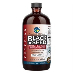 Amazing byliny egyptský čierny olej zo semien - bez lepku, Non GMO, Cold Pressed Nigella Sativa Aids in Digestive Health, Immune Support, Brain Function, Mild Flavor - 16 Fl Oz