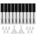 GTER 10PCS 10ML prázdna Mascara Tube fľaša s očné misky, Gumové vložky a mazadlá Set pre olej Castor / Growth Oil, DIY Cream Container s viečkom, čierna