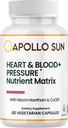 APOLLO SUN Heart and Blood+Presure Supplement Nutrient Matrix s extraktom Hawthorn, Niacin, a COQ10, 60 Vegetariánske kapsule