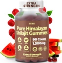 Pure Himalayan Shilajit Gummies 1500mg - 90 Vegan, Gummy bez cukru s 85+ Stopové minerály a kyselina fulvová, Non-GMO Shilajit doplnok pre mužov a ženy