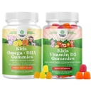 Omega DHA Gummy pre deti - mastné kyseliny Omega 3 6 9 - Vitamín C pre mozog, imunita & Vision a vitamín D Gummy pre deti - 1000 IU na obsluhu - Imunitná podpora zdravie svalov a kostí
