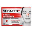 Sudafed PE Sinus Congestion Relief Tablets, Maximálna sila, non-Drowsy 10 mg Fenylefrín HCI Dekongestant pre Relief tlakovej a nosovej kongescie, Vzhľadom k chladu alebo alergií, 36 ct