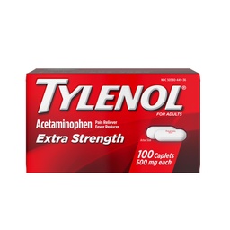 Tylenol extra sila bolesť úľava pilulky, acetaminofén 500mg kaplety, bolesť Reliyver a horúčka Redukcia medicína pre bolesti hlavy, bolesti chrbta, bolesť zubov a malá artritída, 100 Počet fliaš