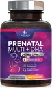 Prenatálne vitamíny s kyselinou listovou a DHA, Rozvojová podpora fetálneho mozgu s folátom a Omega 3's, prenatálny multivitamín pre ženy, vitamín A, C, D, B6, B12 a železo, doplnok tehotenstva - 240 Softgels