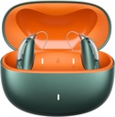 Dobíjateľné Bluetooth sluchové pomôcky pre miernu až ťažkú sluchovú stratu - OTC - Inteligentné prispôsobovanie - RIC (Receiver-in-Canal) dizajn so znížením hluku - zahŕňa nabíjací box, zelená