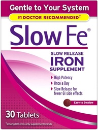 Slow Fe Slow Release Železo Supplement - 30 tabliet, balenie po 4