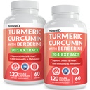5-in-1 Organic Turmeric Curcumin Supplement (4210mg) with Berberine, Ceylon škorica Bioperine and Ginger Supplements for Joint, Heart, Gut, & Metabolic Support (120 ct) (Pack of 2)