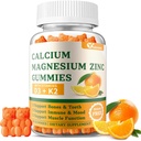 Vápnik Magnézium Zinok Gumies s vitamínom D3 & K2 - bezcukrové kalcium Gummy pre ženy a mužov - Bone & Immune Support - Non-GMO, Gluten-Free, Orange Ochutené - 60 Gummies