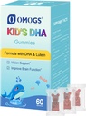 OMOGS Children address DHA Blueberry Aromed Gummies, with Lutein, Omega-3 & Vitamin C Algae DHA, for Eye Health, Brain Health & Healthy Immuntion, Gluten Free, Vegan, 60 Gummies.