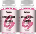 2 Balenia 2000mg Ginkgo Biloba Gummies - Ginkgo Biloba Doplnky pre podporu zdravia mozgu, zlepšenie nálady a zaostrenie, energia, dospelý, Jahodová príchuť, 120 Počet