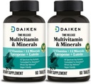 DAIKEN Mini Multivitamín, 60 tabliet, doplnený o luteín, lykopén a kyselinu listovú, Time Released Multivitamín pre ženy a mužov, Vegan & Easy to Swallow (Stock of 2)