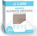 JJ CARE Silver Calcium Alginate Wound Dressing (Pack of 20) 4x5, Silver Alginate Wound Dressing Individuálne balené, vysoko absorbent Non-Adherent Bandages for Wound Care