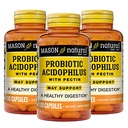 MASON Natural Probiotic Acidophilus, 150 Day Supply, Podpora Pravidelnosť a normálne trávenie s pektínom a vápnikom, 100 kapsúl (Stock of 3)