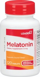 Leader Melatonin 5MG tablety 120 Ct. Natural Sleep Aid pre nepokojné noci