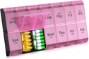 Daviky XL veľký týždenný pilulka Organizátor 2 časy denne, extra veľký 7 deň pilulky box AM PM, Daily Pill Case Organizátor s 14 oddeleniami, deň noc kontajner pre rybie oleje, vitamín, doplnok