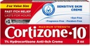 Cortizone 10 Maximálna sila Citlivý krém proti svrbeniu, 1% Hydrokortizón, 2 oz.