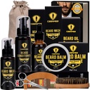 Ceenwes vylepšený bradavice grooming kit - kondicionér, olej, kefka, Comb, Balm, nožnice, úložný vak pre brada a fúzy Trimming, perfektné pánske darčeky