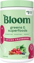 Bloom Nutrition Superfood Greens Powder, Digestive Enzymes with Probiotics and Prebiotics, Gut Health, Bloating Relief for Women, Chlorella, Green Juice Mix with Repeat Root, 25 SVG, Spiced Cranberry
