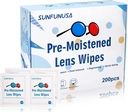200 Počet šošoviek Čistenie Wipes-Pre-Moisted Individuálne zabalené okuliare Wipes Optické Screen Čistič pruhu zadarmo Rýchle sušenie