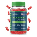 Vitamín B komplex Gummy pre dospelých, B komplexné vitamínové doplnky pre ženy a mužov, B vitamínový komplex Gummy pre energiu a zdravie mozgu, prírodná jahodová chuť, 60 grófov