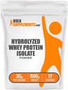 BulkSupplementments.com Hydrolyzed Whey Protein Isolát Powder - Wheey Isolát Protein - Unflaved & Gluten Free, 30g per Serving, 500g (1,1 lbs) (Pack of 1)