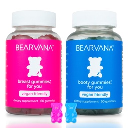 BEARVANA Top & Peach Support Combo Pack Gummy pre ženy 9 Bylinné výťažky vrátane senovky gréckej, Maca & Feen